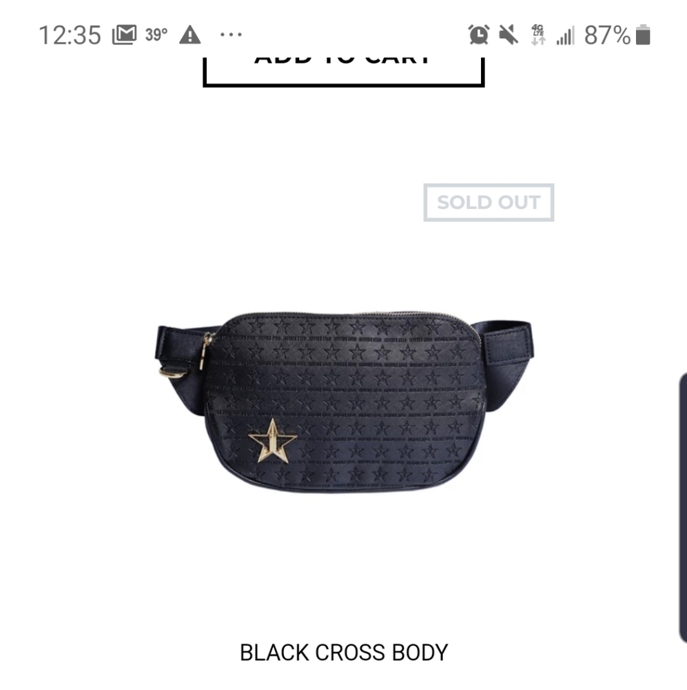 ***SOLD OUT*** Jeffree Star Black Cross Body bag.